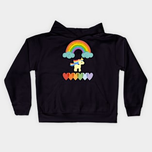 Rainbow with horse summer Kids Hoodie